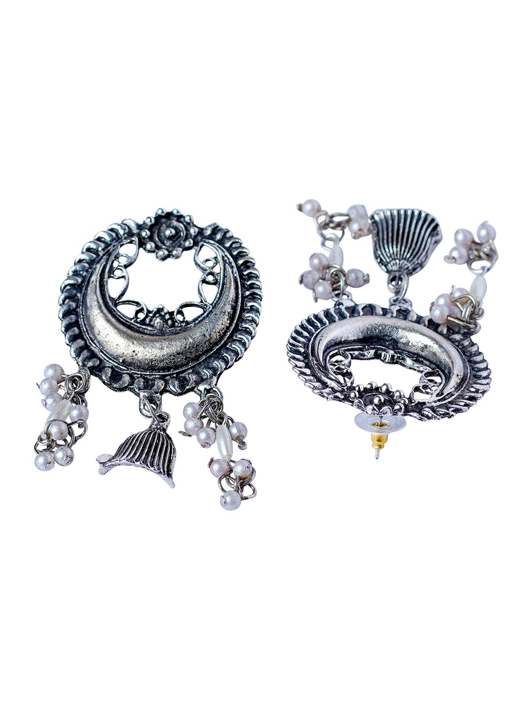 Women's Oxidised Silver - Plated Pearls Studded Jewellery Set - Morkanth
