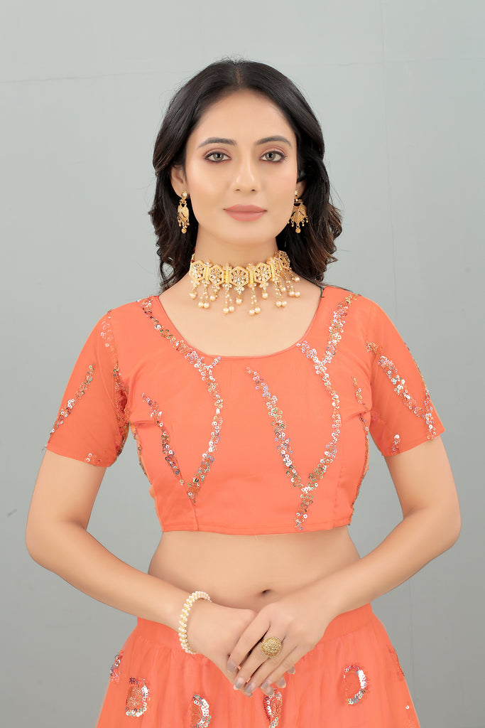 Women's New Fashion Sequine Embroidered work Designer Party Wear Lehenga Choli With Dupatta Semi Stitched.