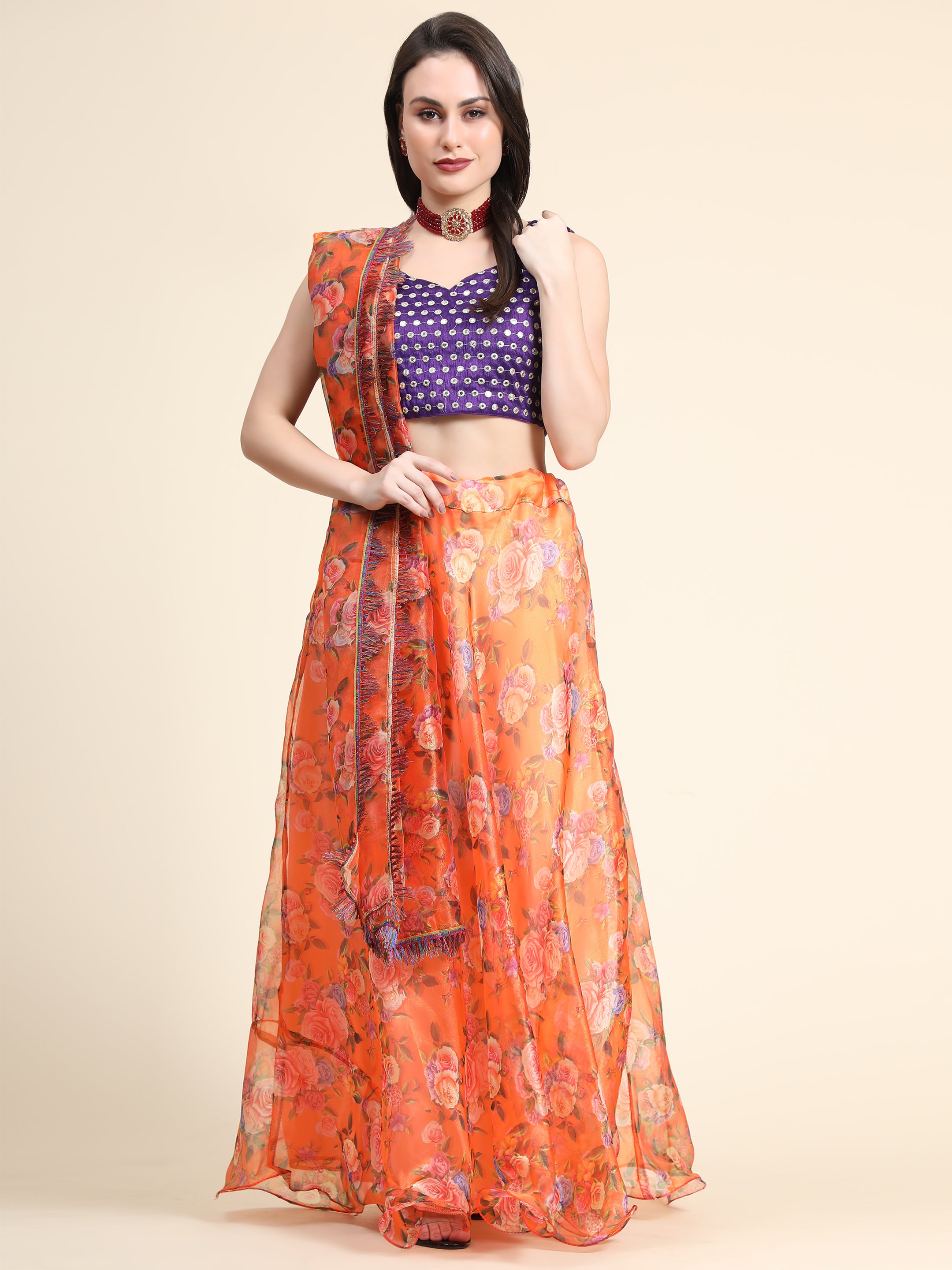 Women's New Fashion Digital Print work Designer Party Wear Lehenga Choli With Dupatta Semi Stitched. - Embro Vision