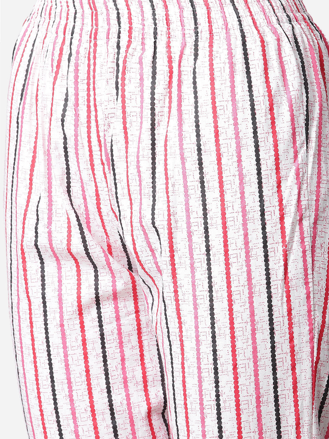 Women's Dark-Pink Cotton Print Straight Kurta With Pant - Noz2Toz