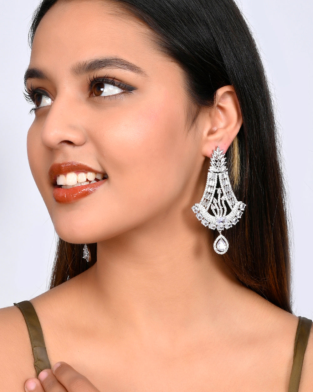 Women's Sparkling Elegance Zircons Teardrop Earrings - Voylla