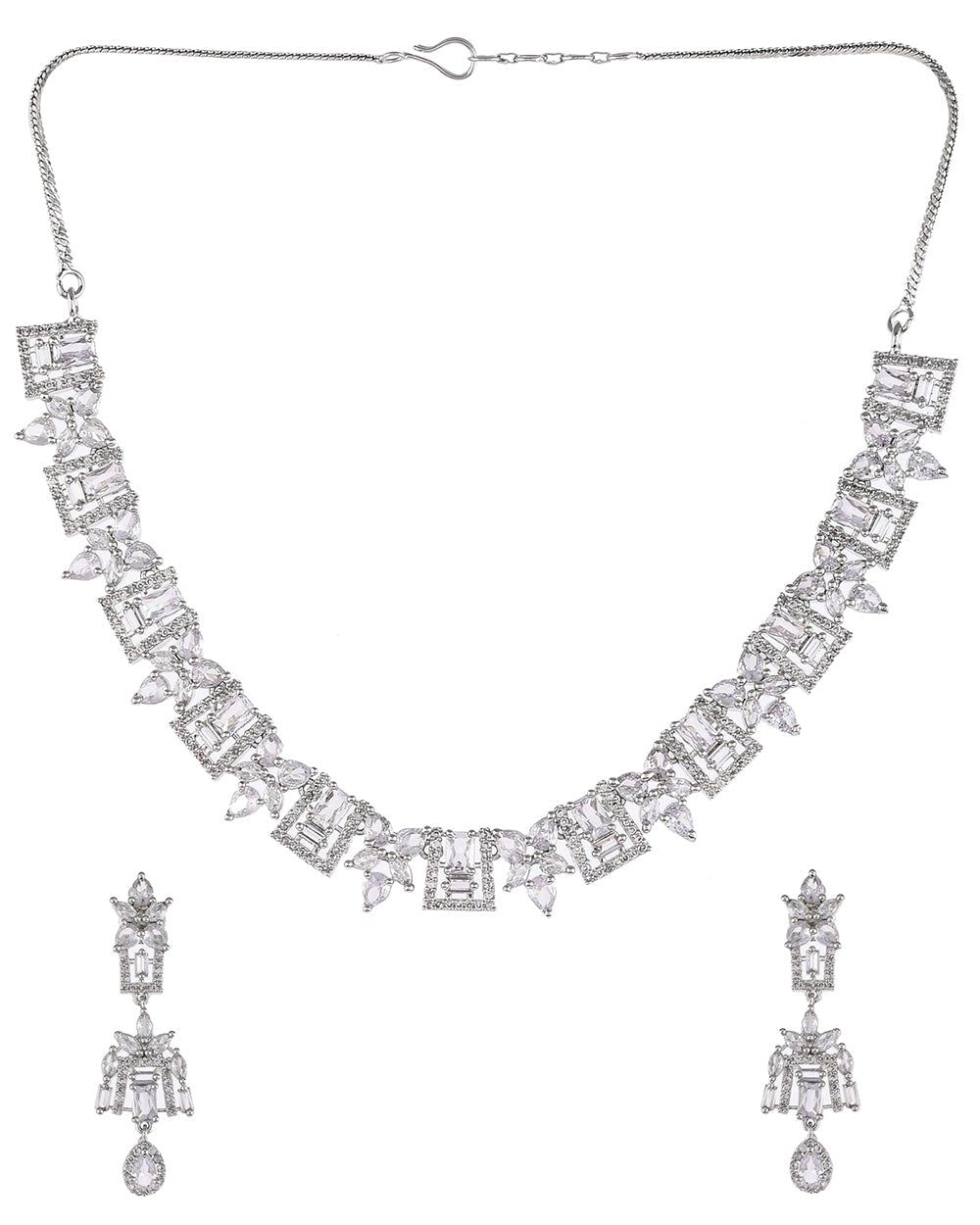 Women's Sparkling Elegance Teardrop Cut Cz Jewellery Set - Voylla