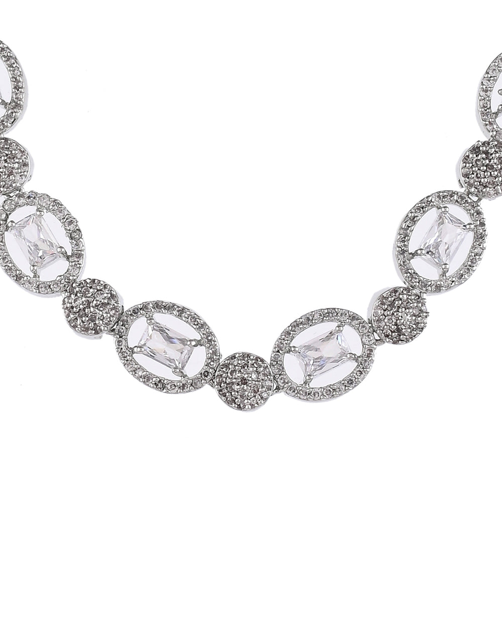 Women's Sparkling Elegance Rectangle Cut Cz Geometric Jewellery Set - Voylla