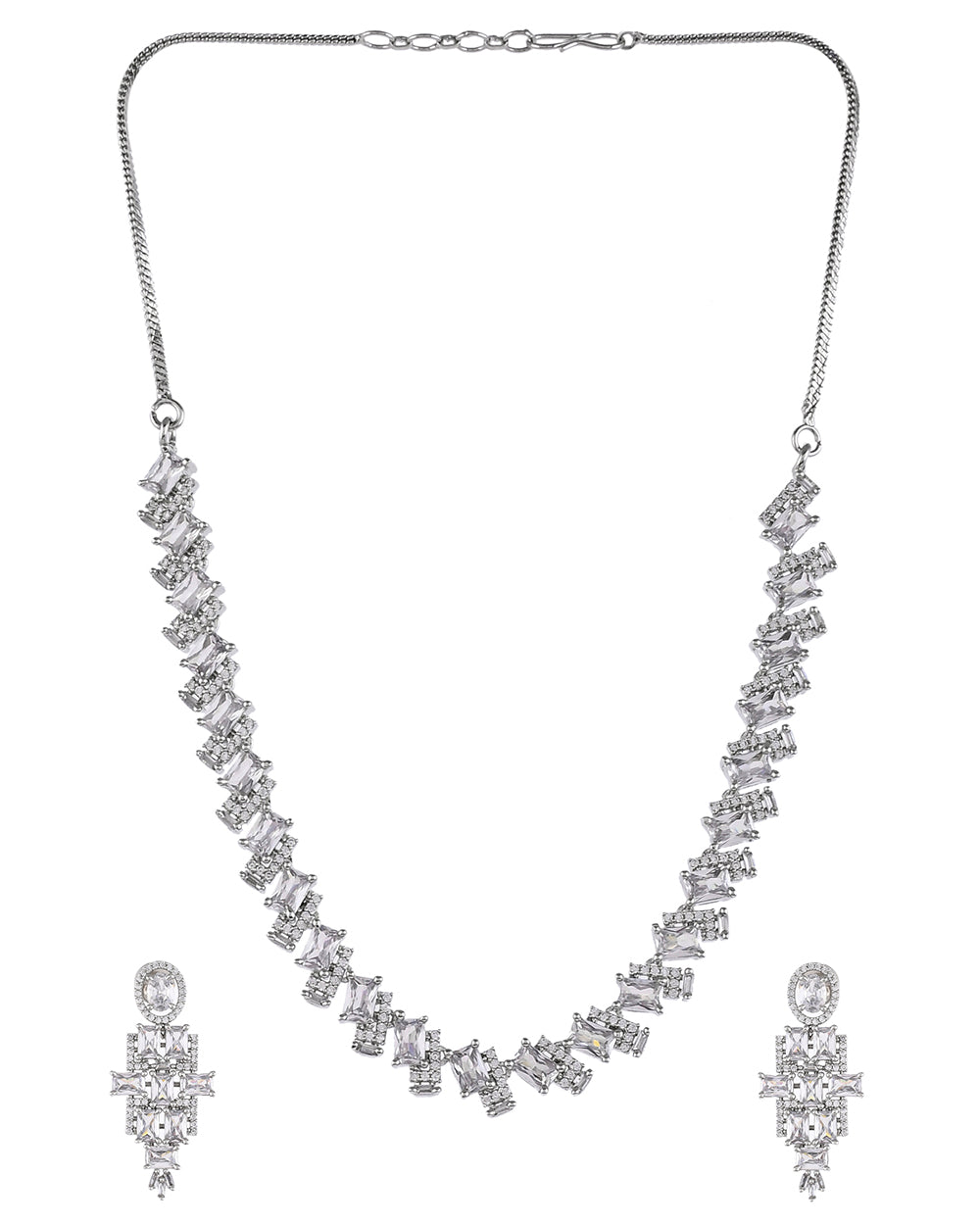 Women's Sparkling Elegance Heavily Embellished Cz Jewellery Set - Voylla