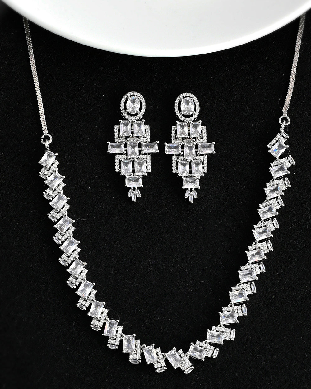 Women's Sparkling Elegance Heavily Embellished Cz Jewellery Set - Voylla