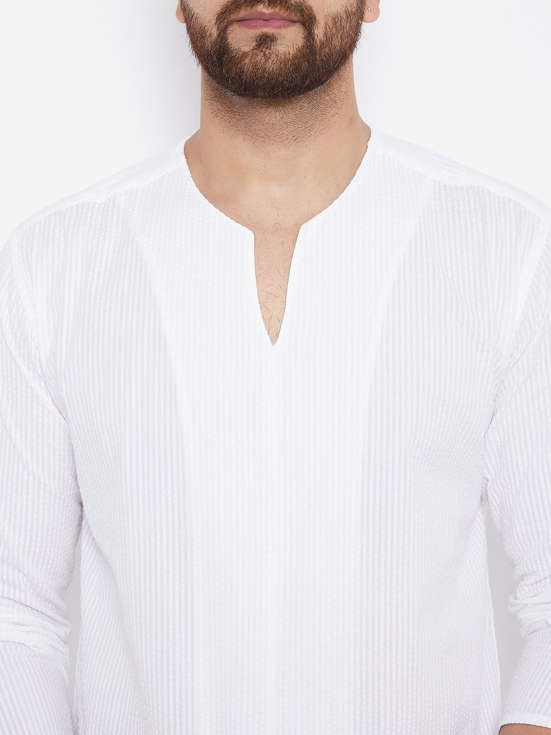 Men's White Solid Pure Cotton Kurta - Even Apparels