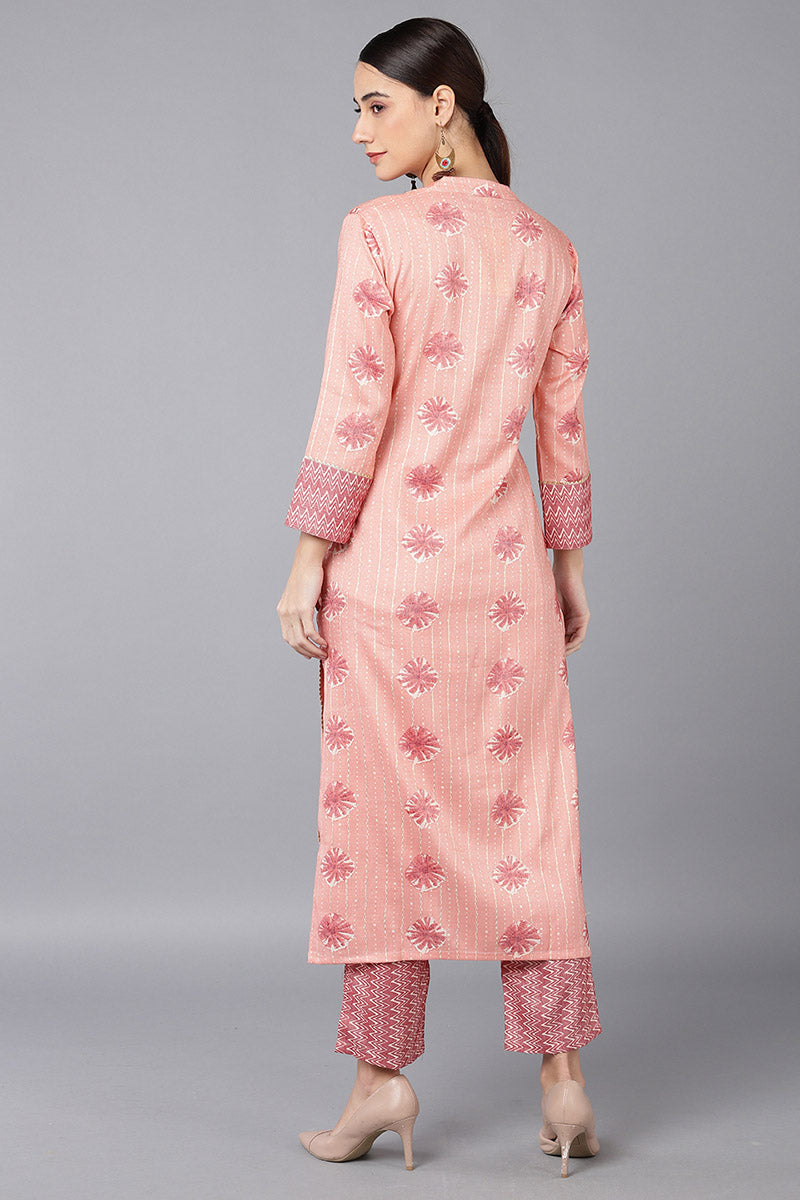 Women's Cotton Blend Printed Kurta With Pants - Ahika
