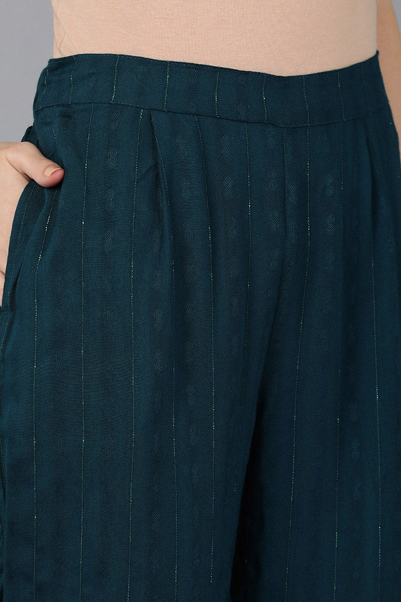 Women's Silk Blend Yoke Design Solid Kurta With Pants - Ahika