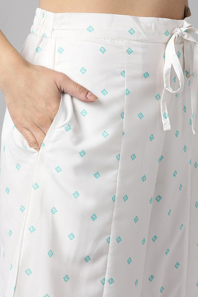 Women's Sea Green Ethnic Motifs Printed Regular Kurta With Palazzos With Dupatta