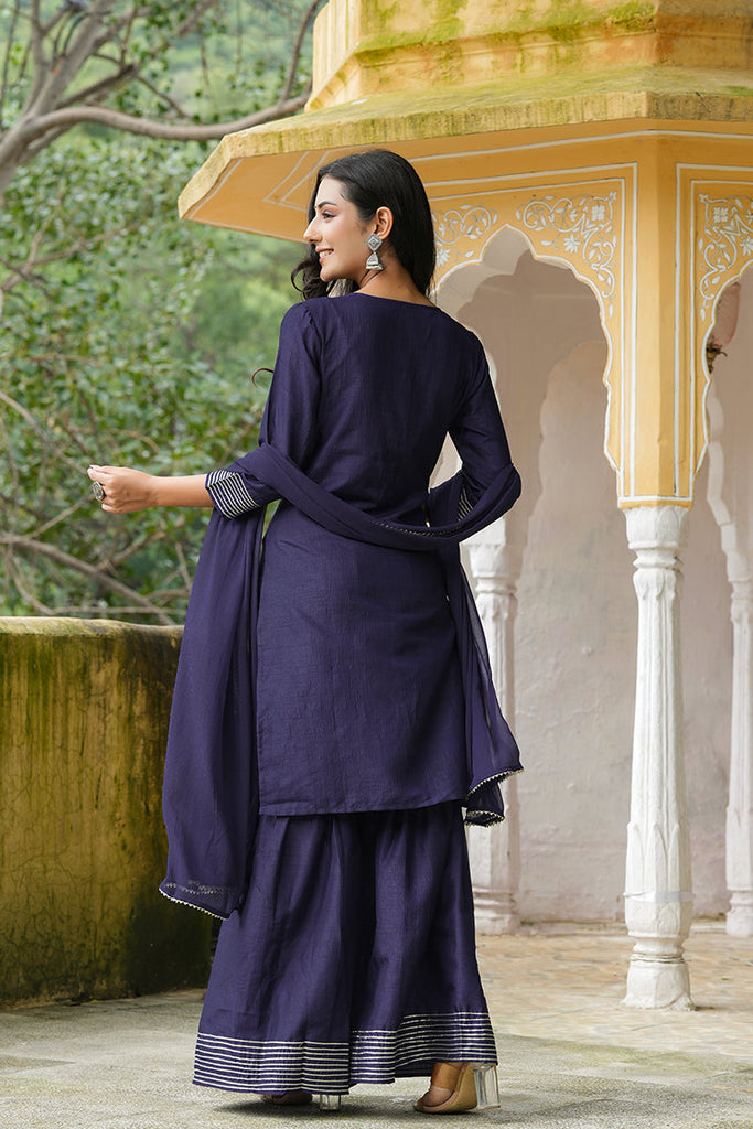 Women's Poly Silk Printed Kurta Pant Dupatta Set