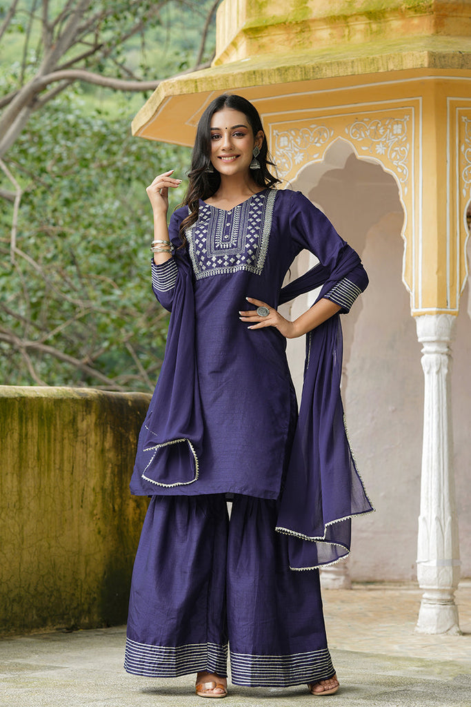 Women's Poly Silk Printed Kurta Pant Dupatta Set