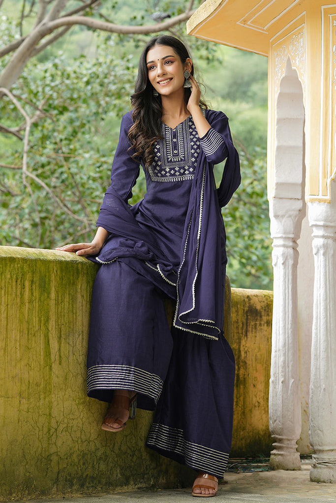 Women's Poly Silk Printed Kurta Pant Dupatta Set