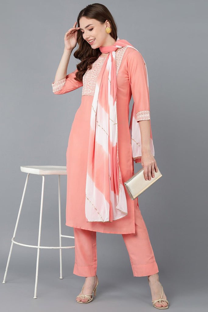 Women's Poly Silk Solid Kurta Pant Dupatta Set