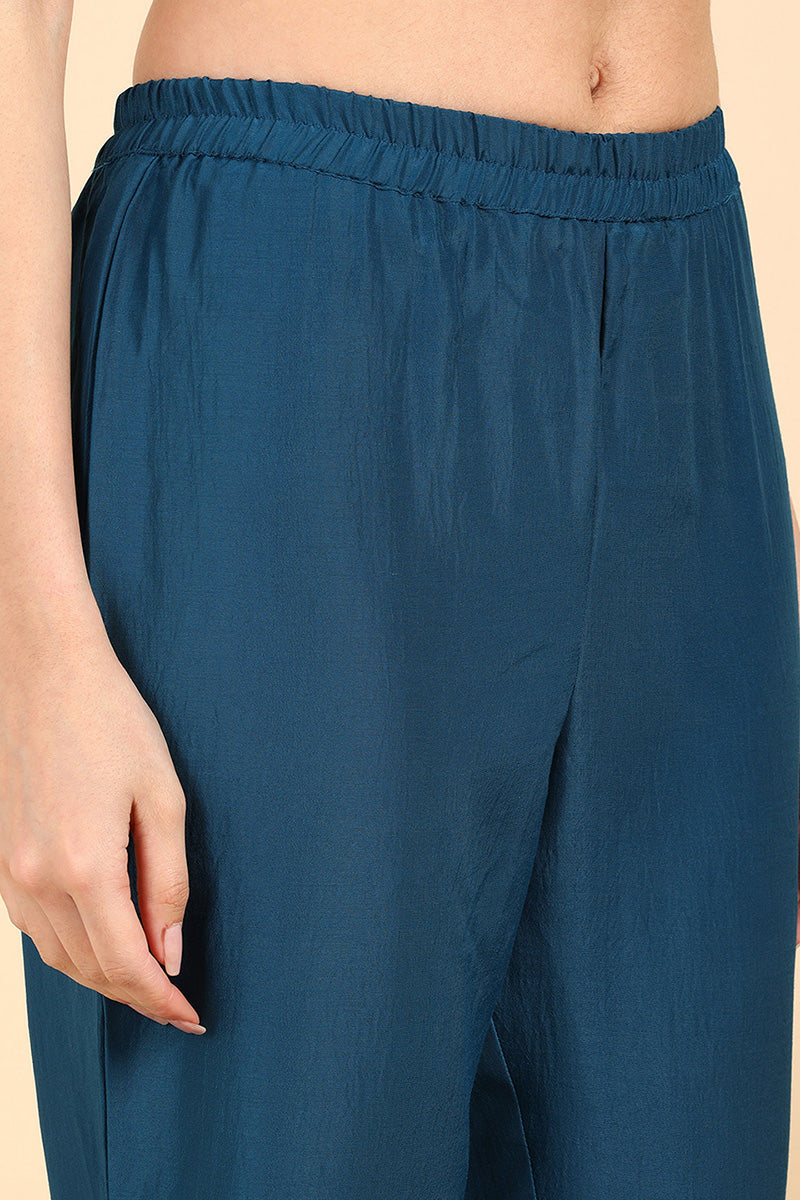 Women's Poly Silk Solid Kurta Pants With Dupatta Set  - Ahika