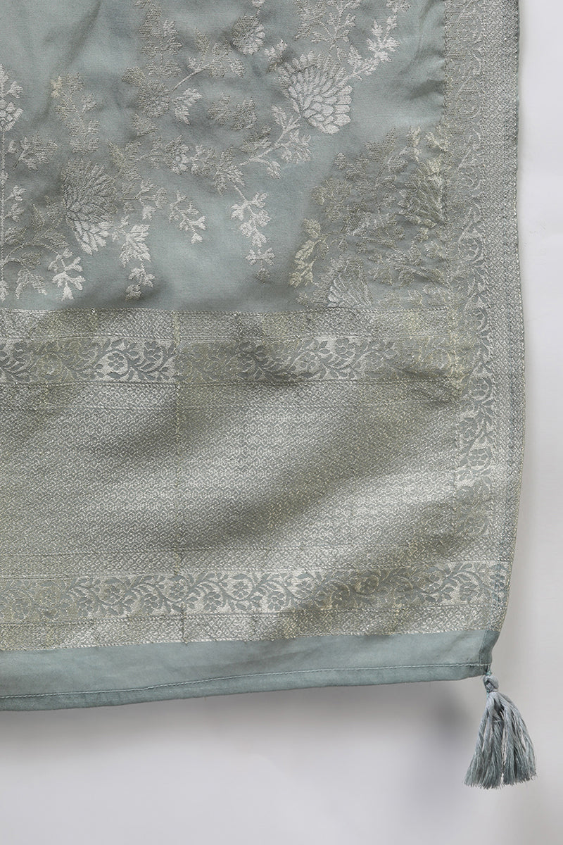 Women's Poly Silk Embroidered Kurta Pant With Dupatta - Ahika