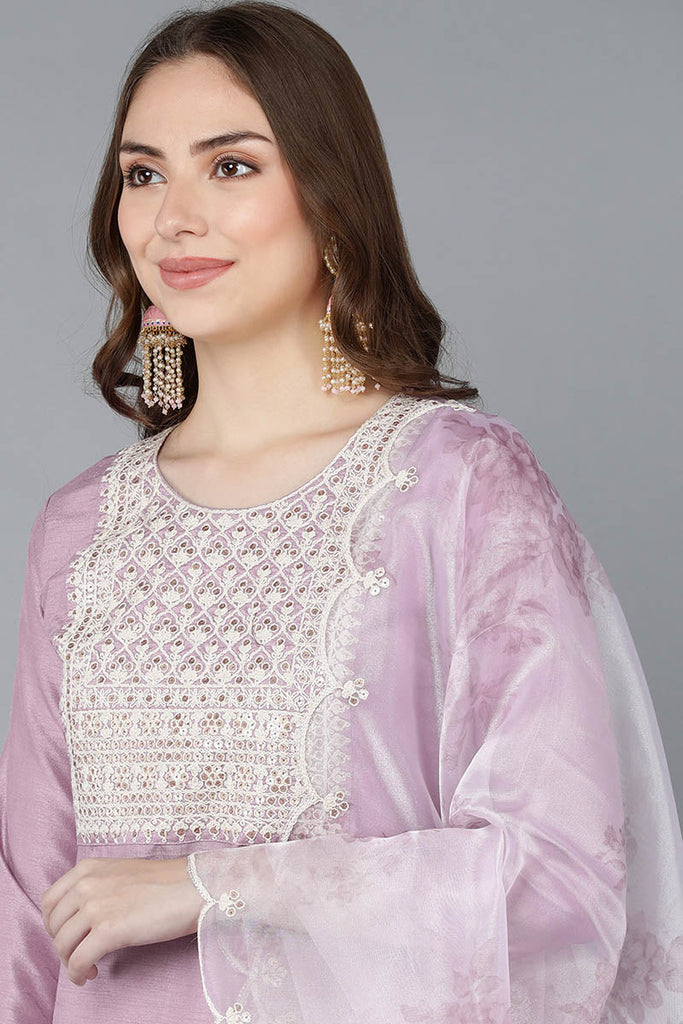 Women's Poly Silk Embroidered Kurta Pant With Dupatta