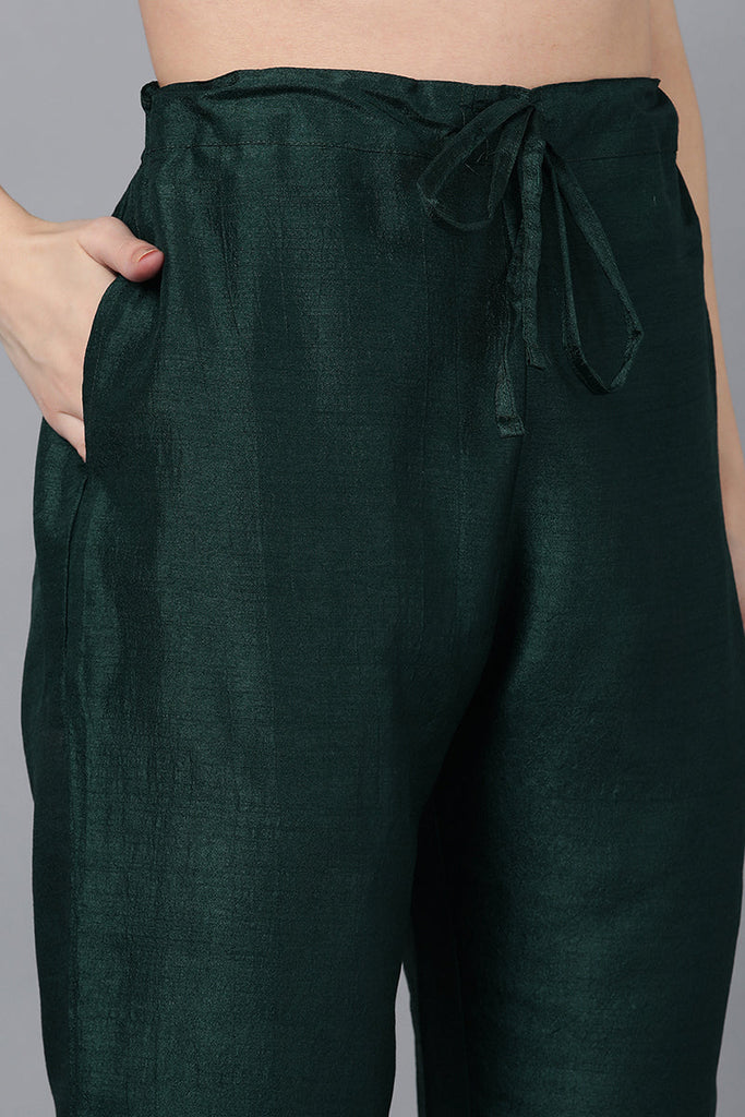 Women's Poly Silk Yoke Design Kurta Pants With Dupatta