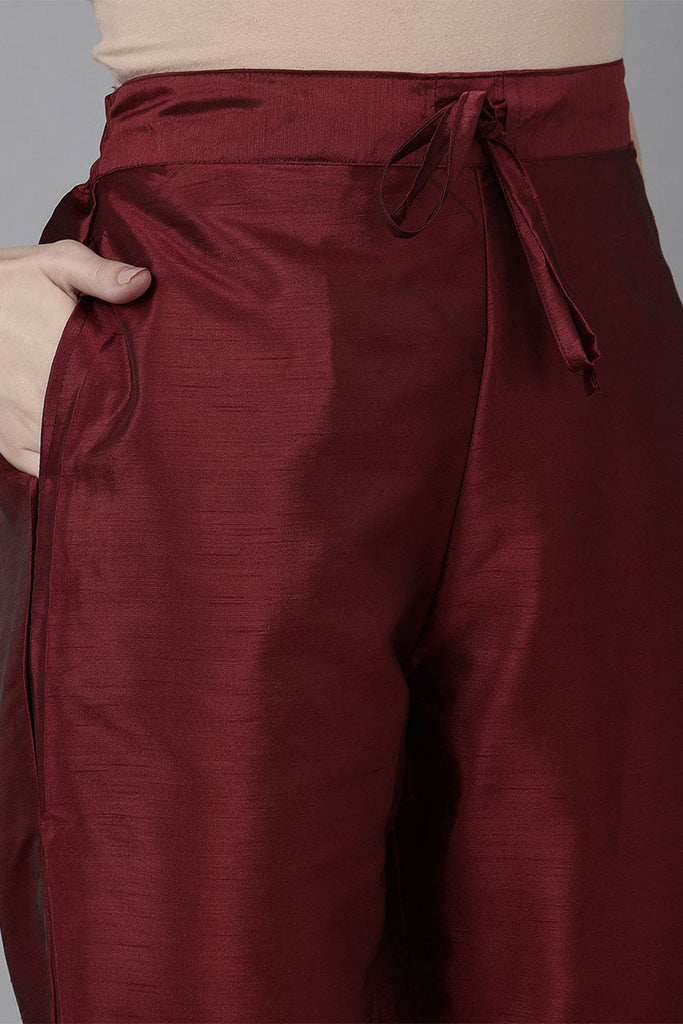 Women's Poly Silk Yoke Design Kurta Pants With Dupatta