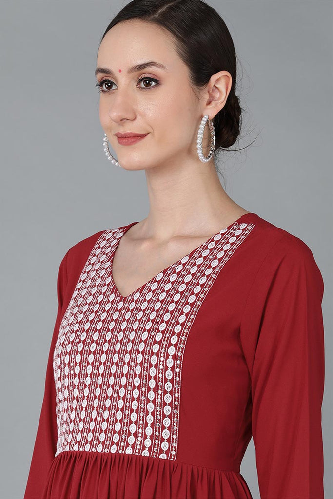 Women's Poly Georgette Yoke Design Kurta Pants With Dupatta