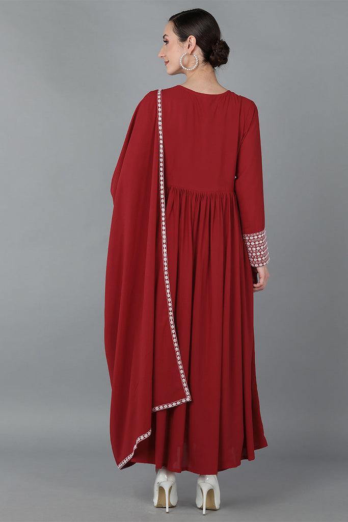Women's Poly Georgette Yoke Design Kurta Pants With Dupatta