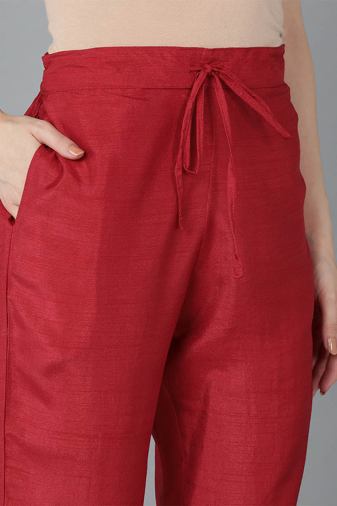 Women's Silk Blend Solid Kurta Pants With Dupatta