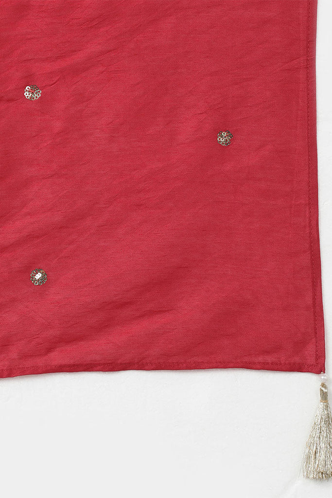 Women's Silk Blend Solid Kurta Pants With Dupatta