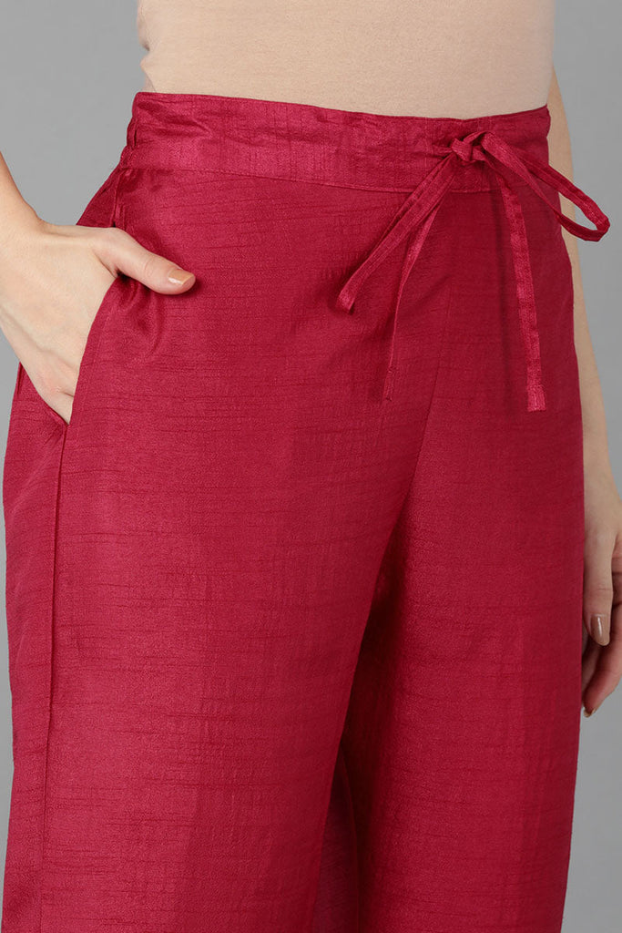 Women's Poly Silk Yoke Design Sequinned Kurta Pants With Dupatta