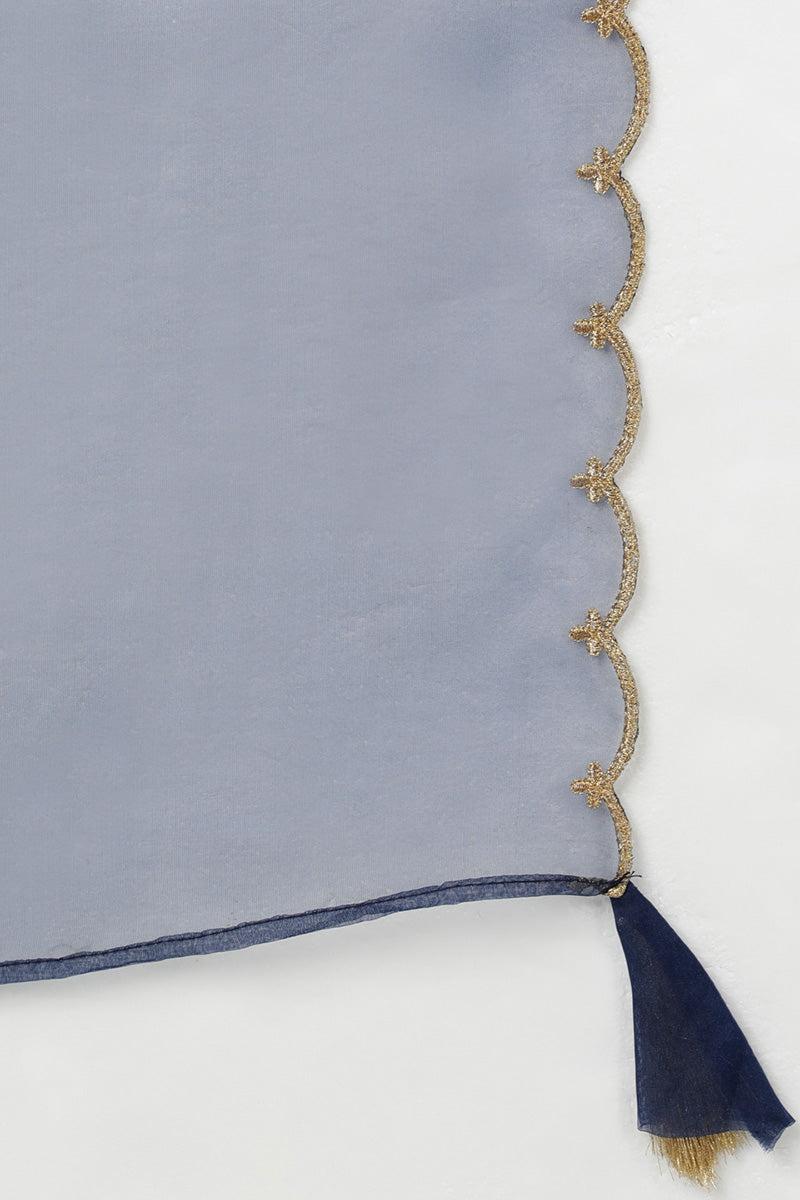 Women's Silk Blend Embroidered Solid Kurta Pant With Dupatta - Ahika