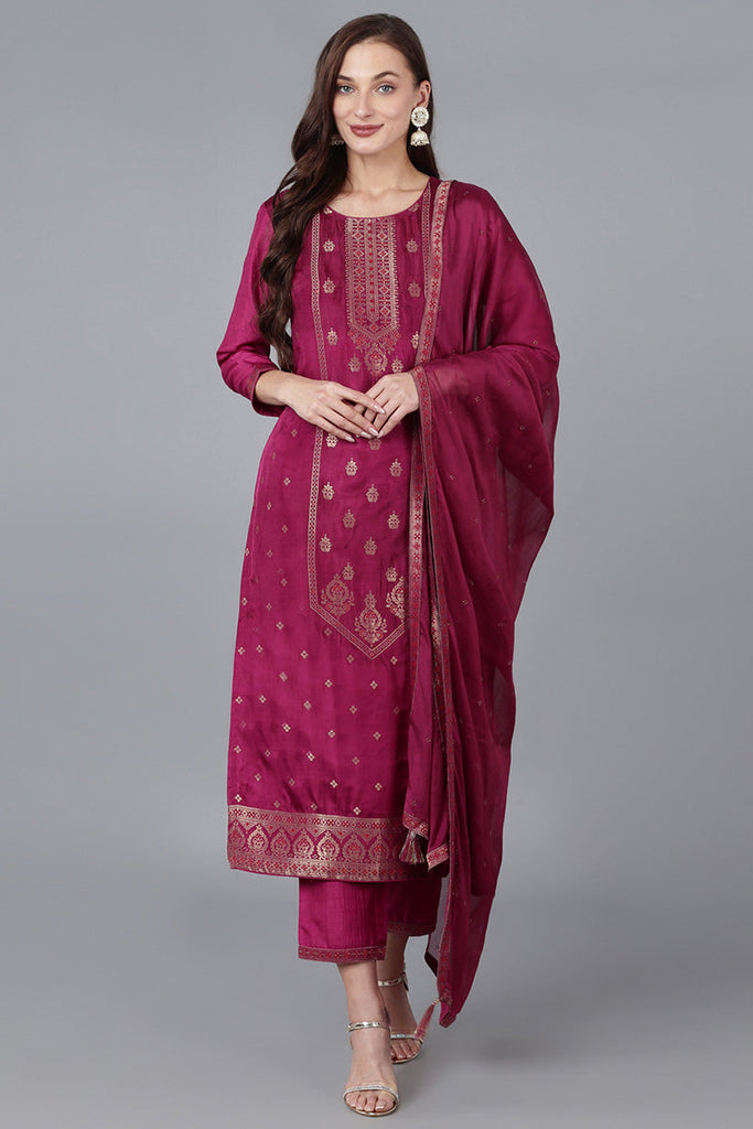 Women's Viscose Rayon Woven Design Kurta Pant With Dupatta