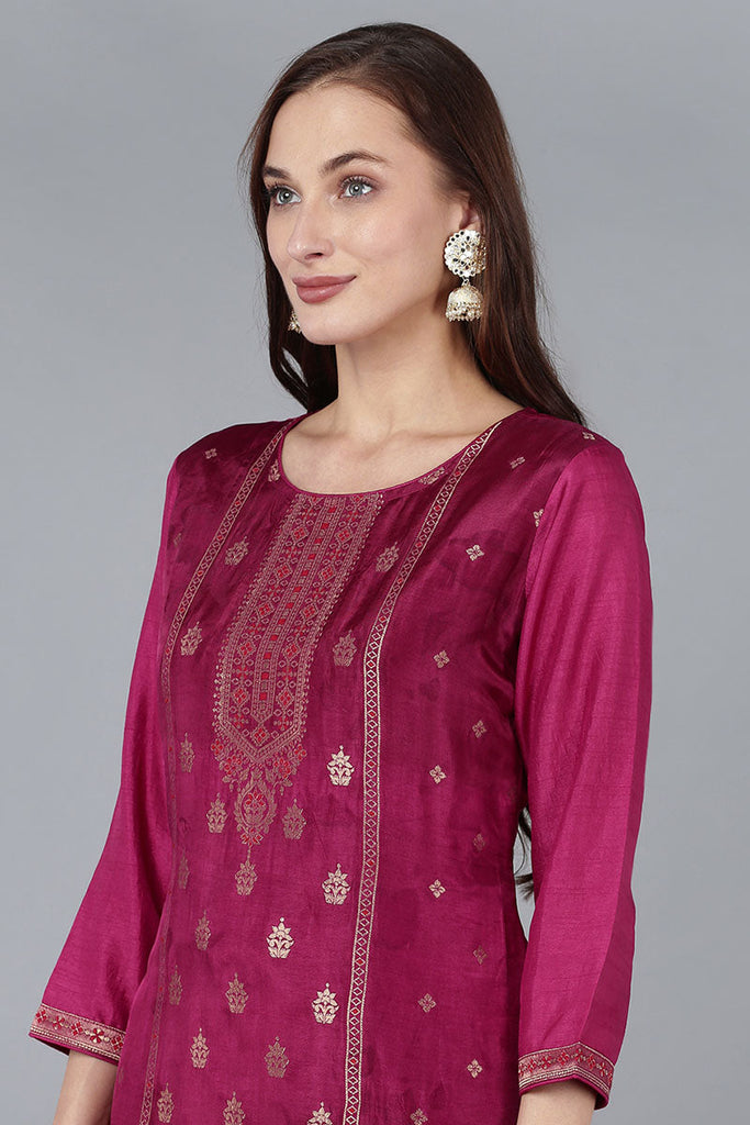 Women's Viscose Rayon Woven Design Kurta Pant With Dupatta