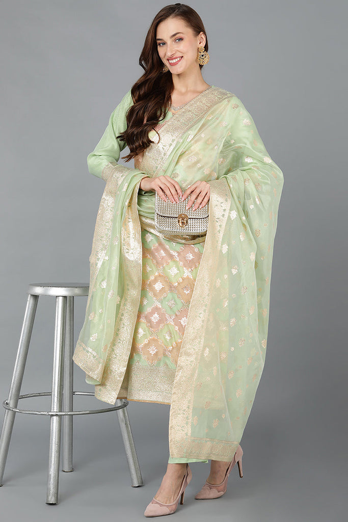 Women's Poly Chanderi Straight Kurta Pant With Dupatta