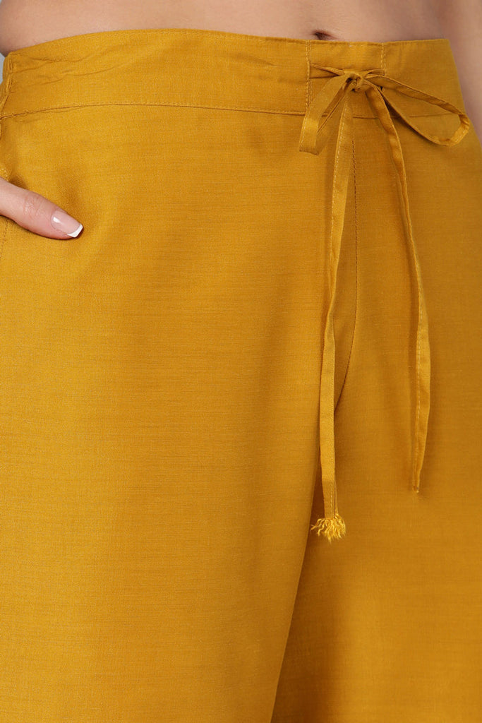 Women's Silk Blend Yoke Design Kurta Palazzos With Dupatta