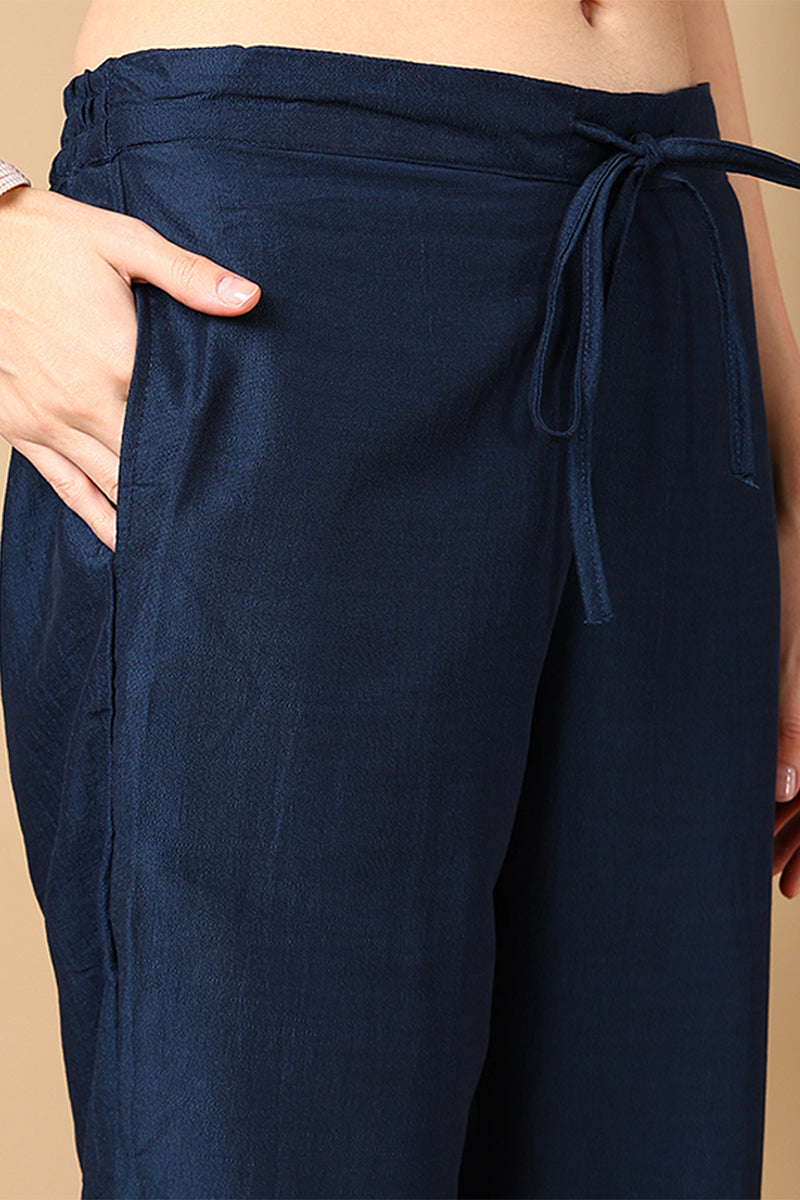 Women's Silk Blend Yoke Design Solid Kurta Pants With Dupatta - Ahika