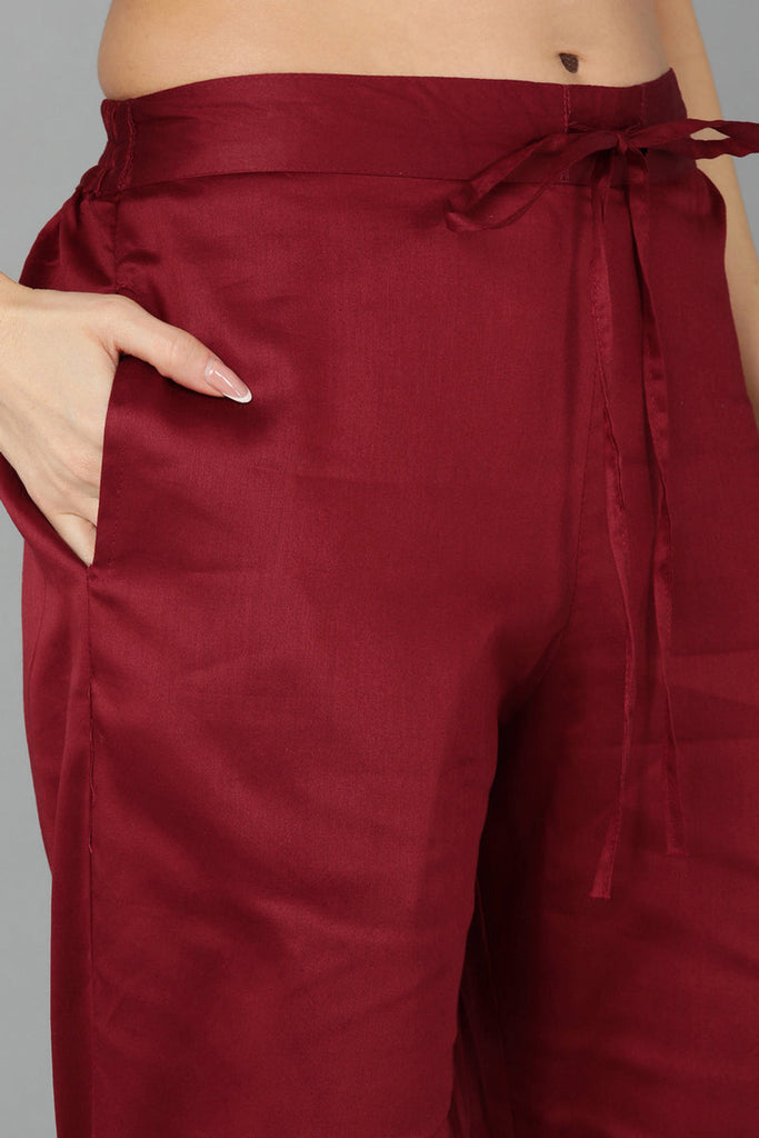 Women's Silk Blend Embroidered Ethnic Motifs Kurta Pants With Dupatta