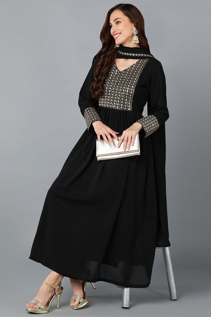 Women's Georgette Yoke Design Kurta Pant With Dupatta