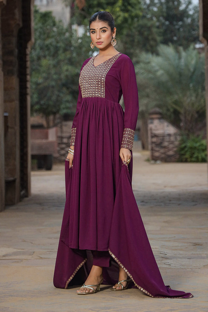 Women's Georgette Yoke Design Kurta Pant With Dupatta