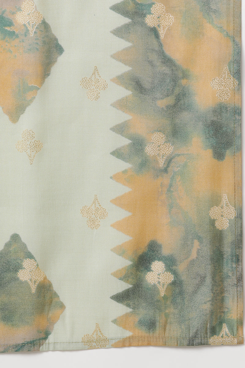 Women's Silk Blend Printed Abstract Embroidered Kurta Palazzos With Dupatta - Ahika