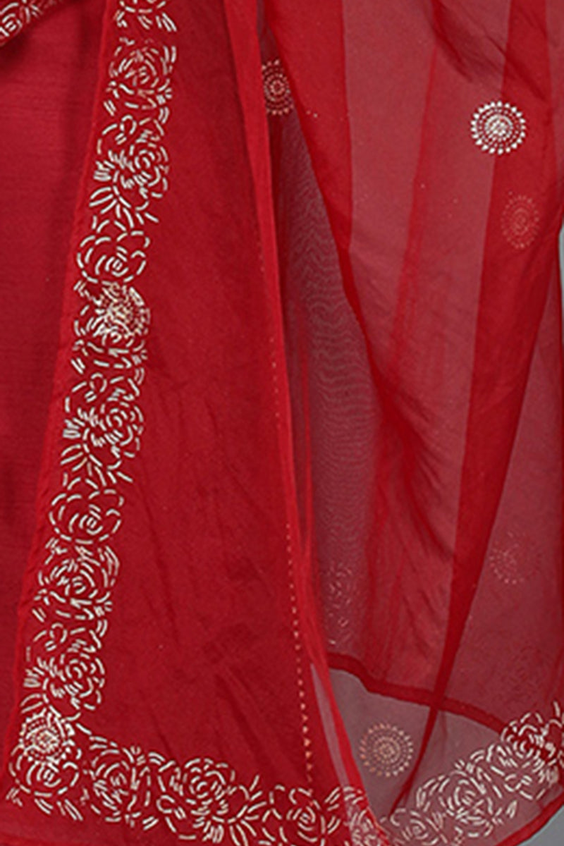 Women's Silk Blend Yoke Design Kurta Pant With Dupatta - Ahika