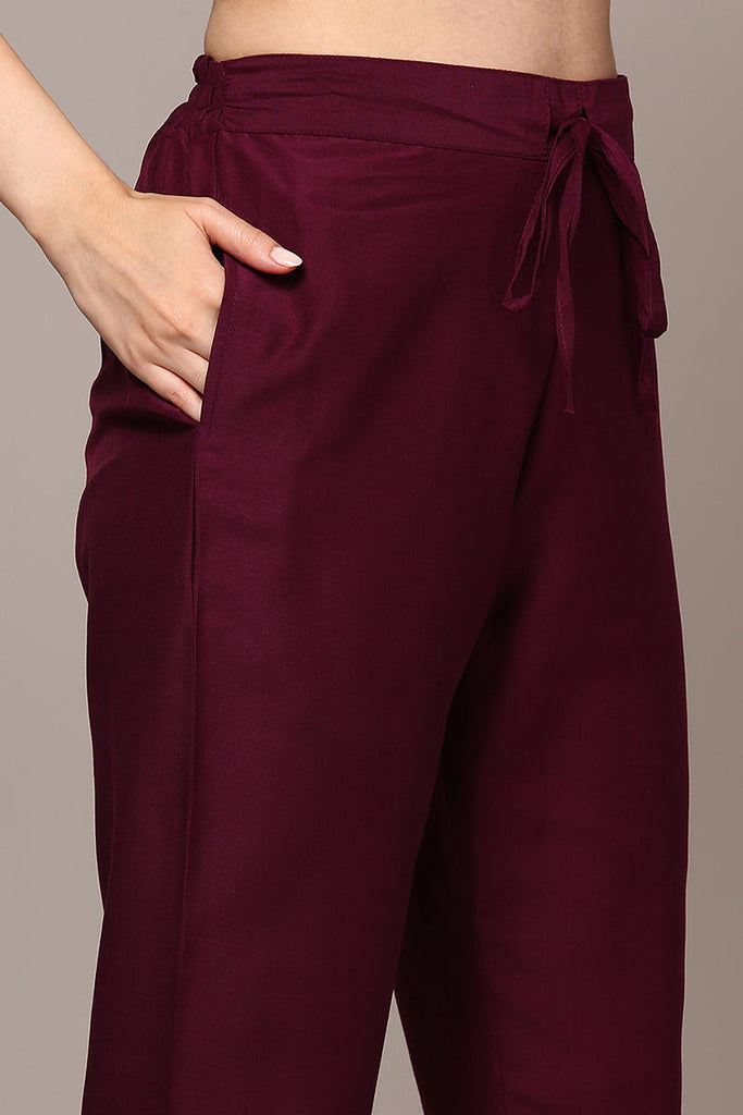 Women's Burgundy Silk Blend Rogan Flared Suit Set