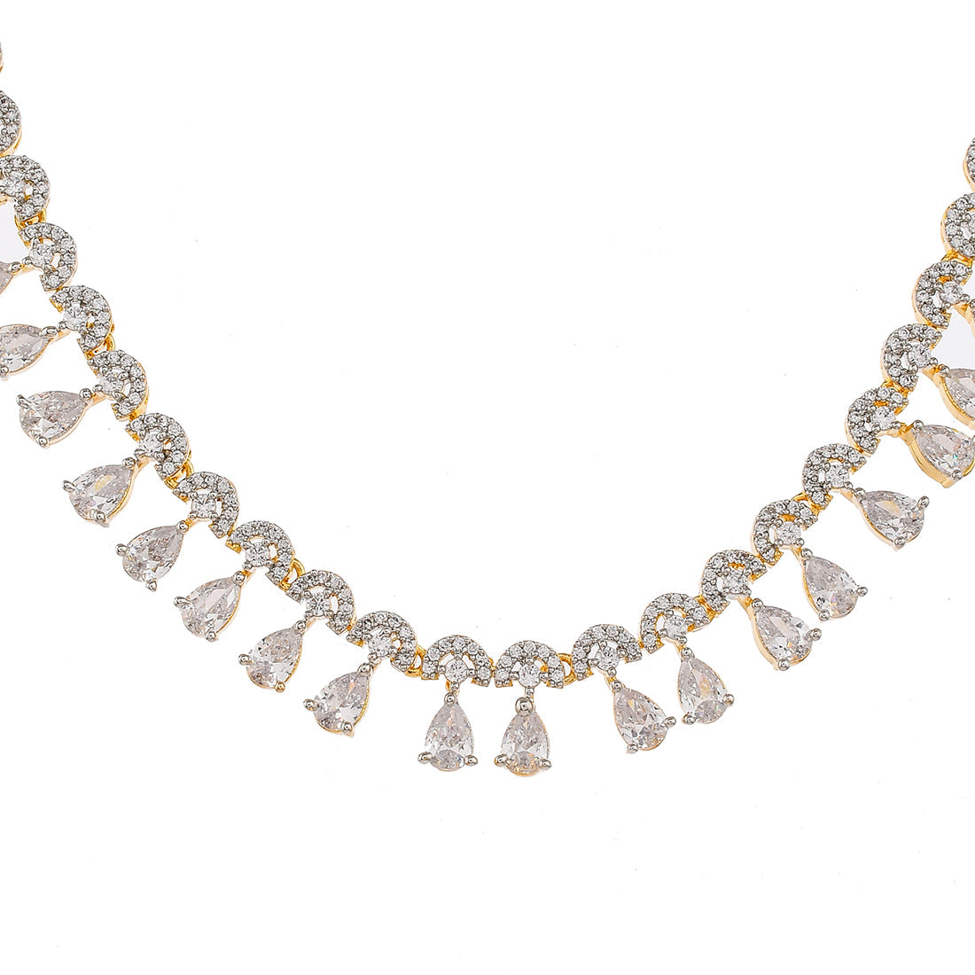 Women's Cz Elegance Stone Studded Gold Plated Necklace Set - Voylla