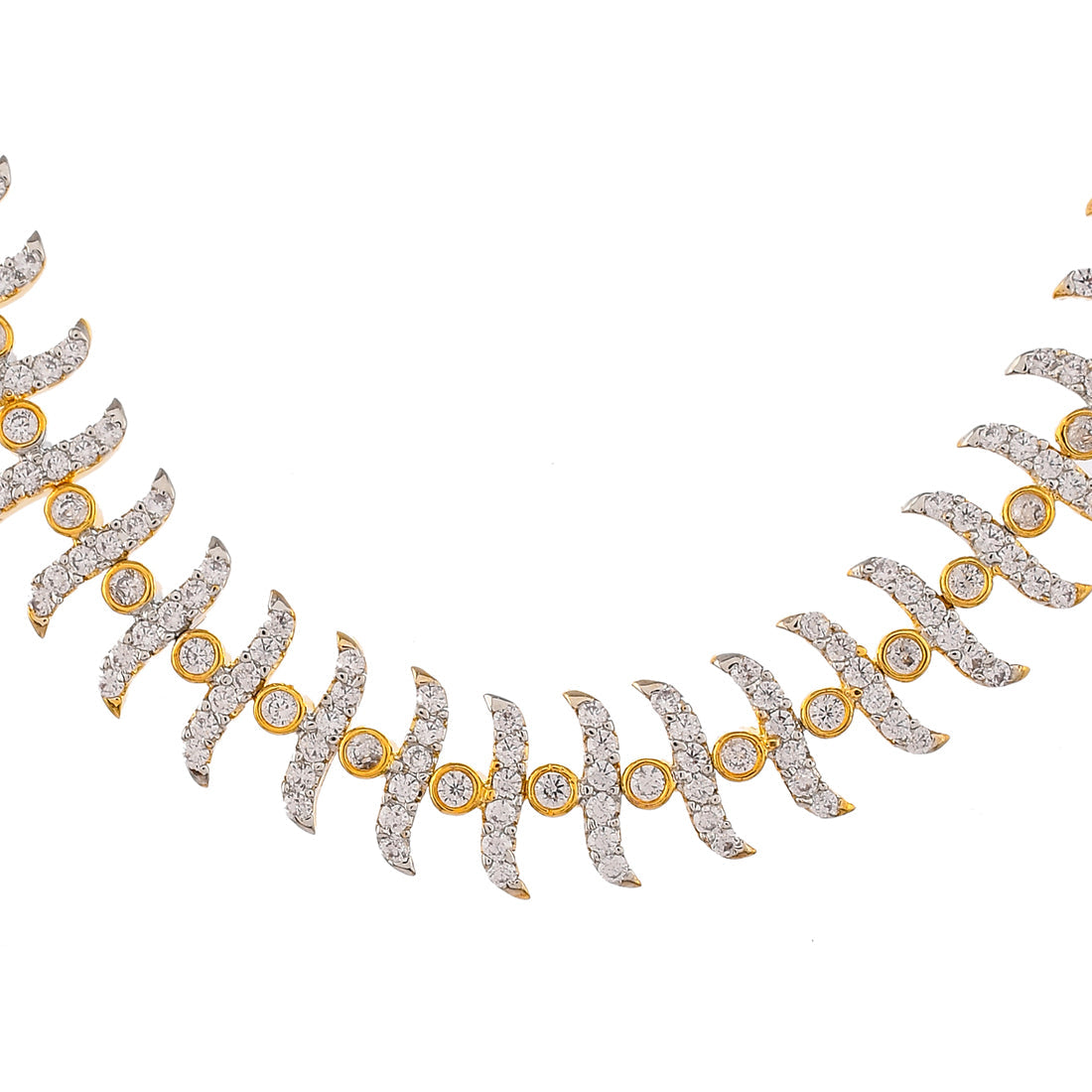 Women's Cz Elegance Gold Plated Tribal Necklace Set - Voylla
