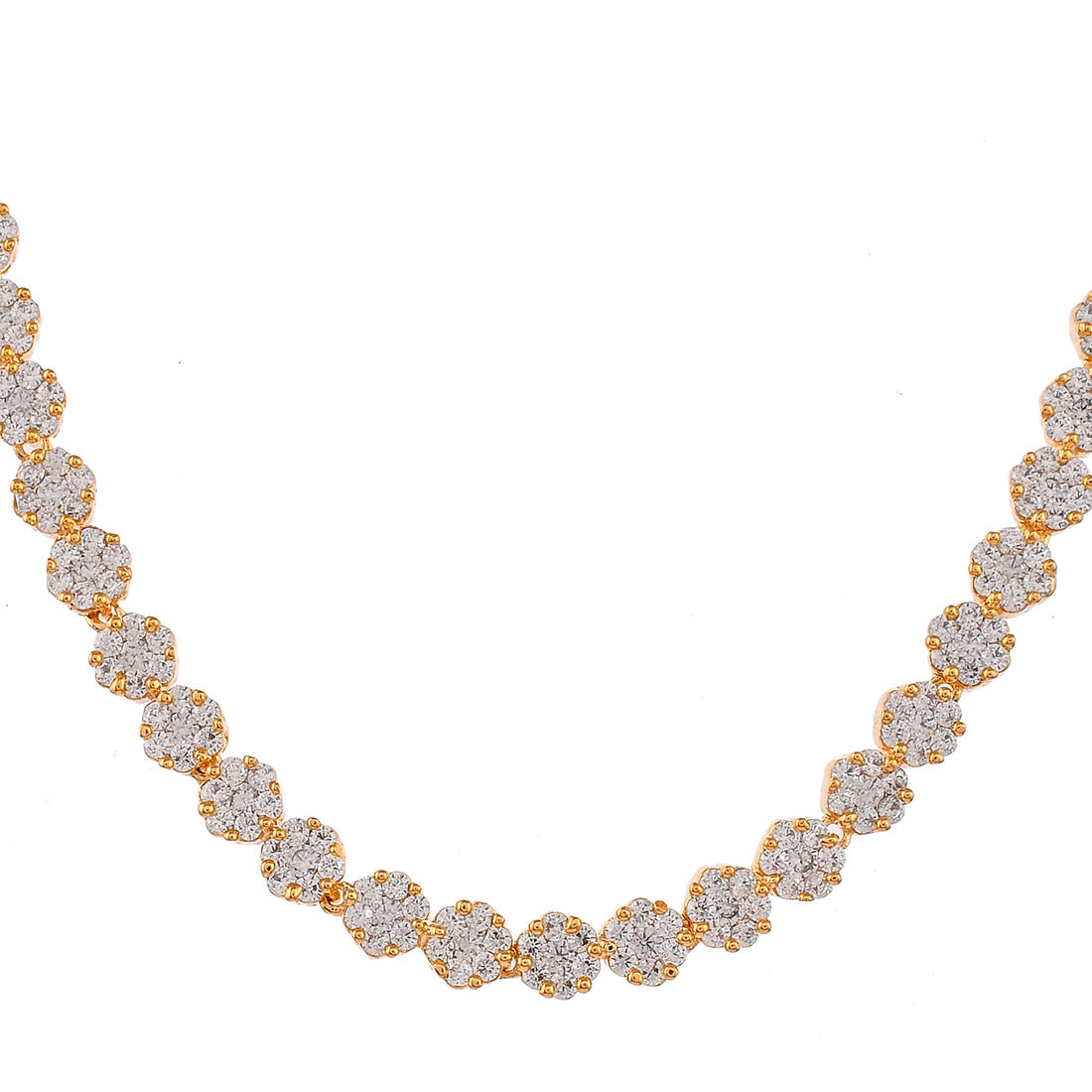 Women's Cz Elegance Studded Gold Plated Necklace Set - Voylla