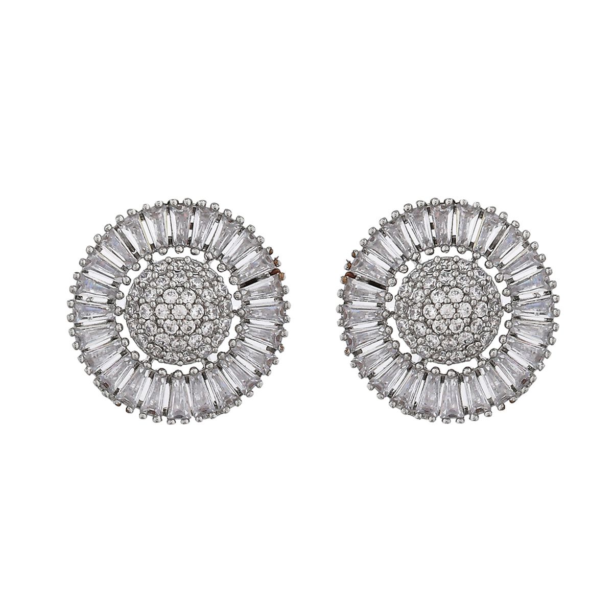 Women's Sparkling Elegance White Round Cz Adorned Earings - Voylla