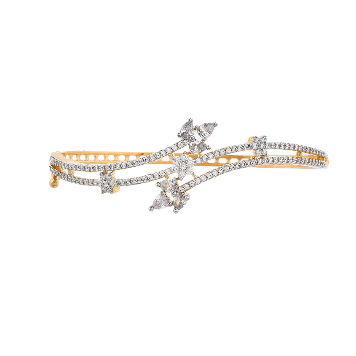 Women's Sparkling Elegance Cz Studded Flower Bracelet - Voylla