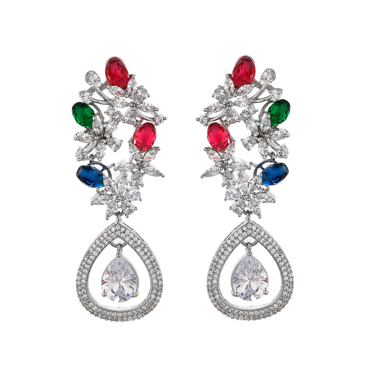 Women's Sparkling Elegance Floral Butterfly Shaped Earrings - Voylla