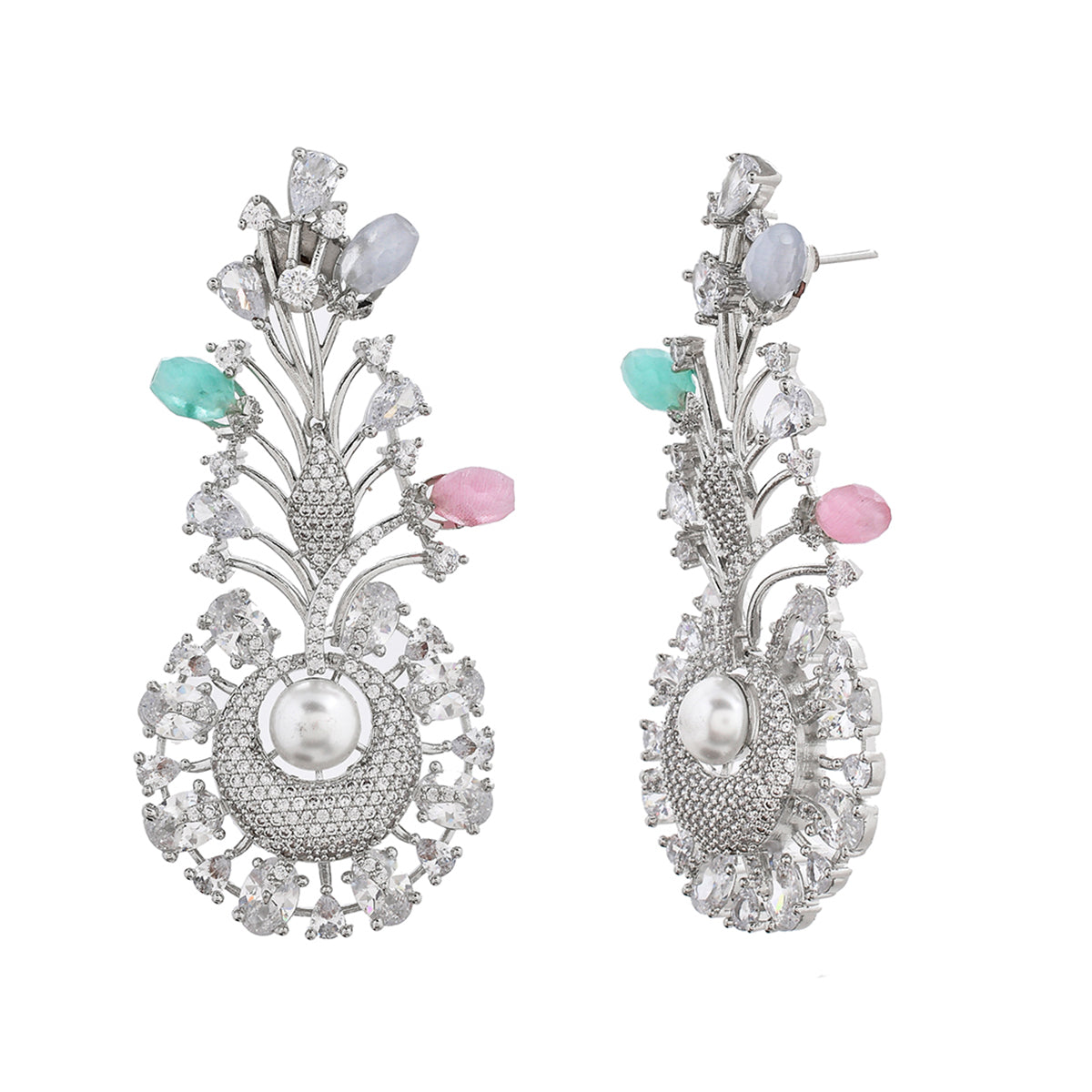 Women's Sparkling Elegance Multicolored Cz Studded Earings - Voylla