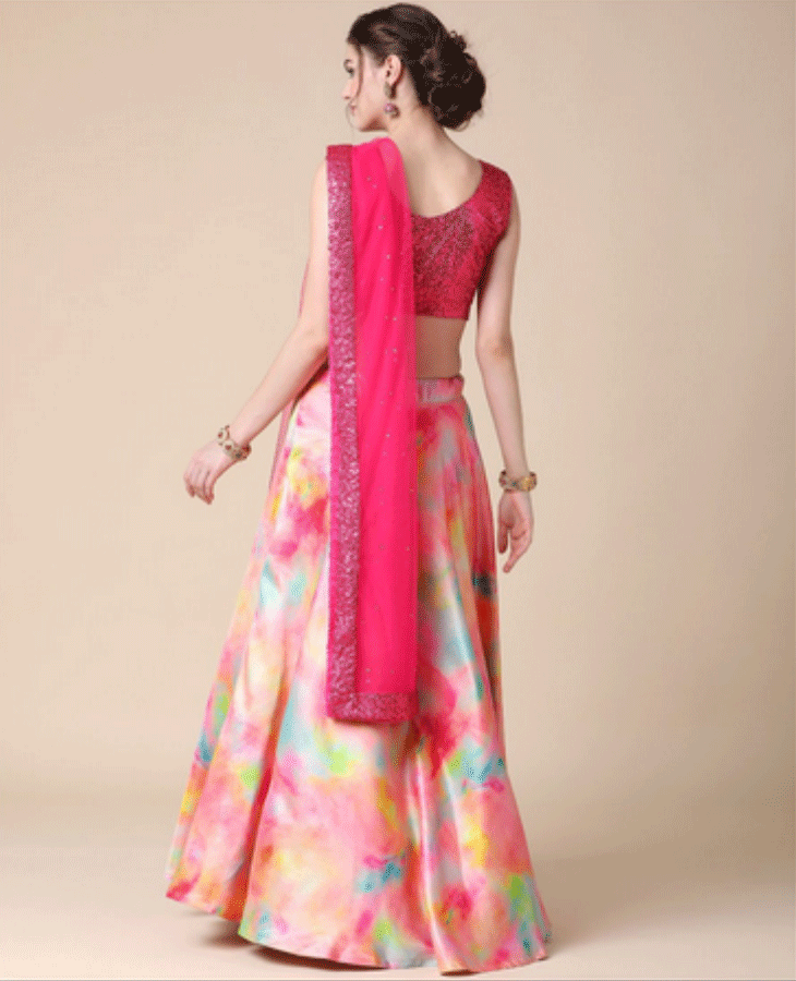 Women's New Fashion Digital Print Designer Party Wear Lehenga Choli With Dupatta Semi Stitched. - Embro Vision