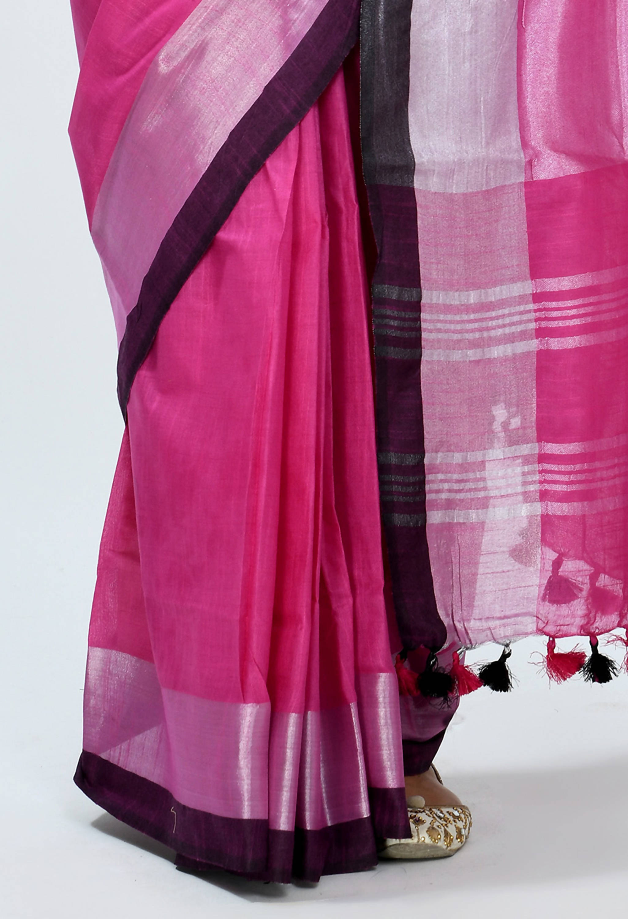 Women's Bhagalpuri Handloom Cotton Pink Color Saree Mfsaree_025 - Moeza