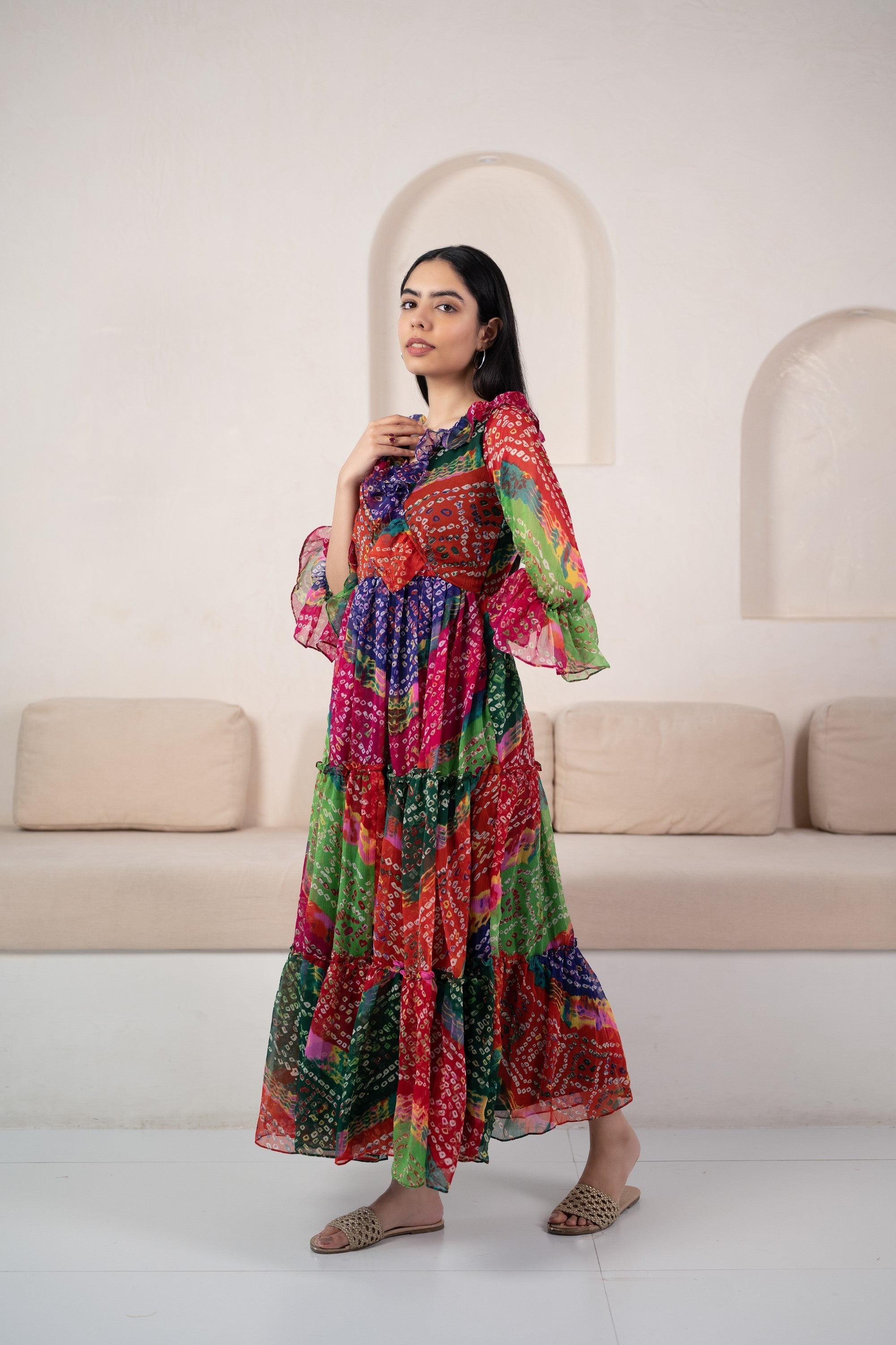Women’S Bandhani Print Gown By Saras The Label - (1Pc Set)