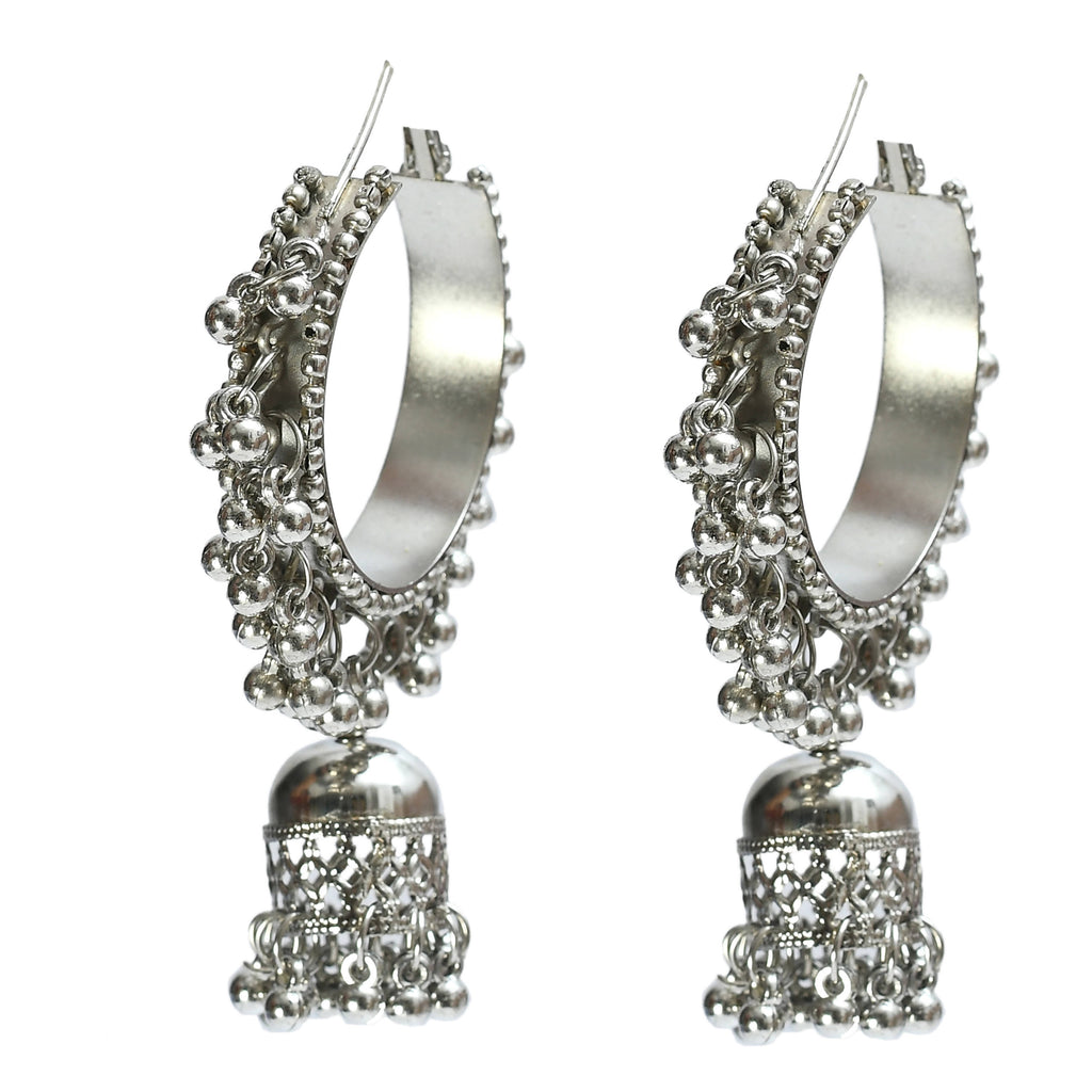 Johar Kamal Oxidised Silver-Plated Heart Design Nacklace with Ear